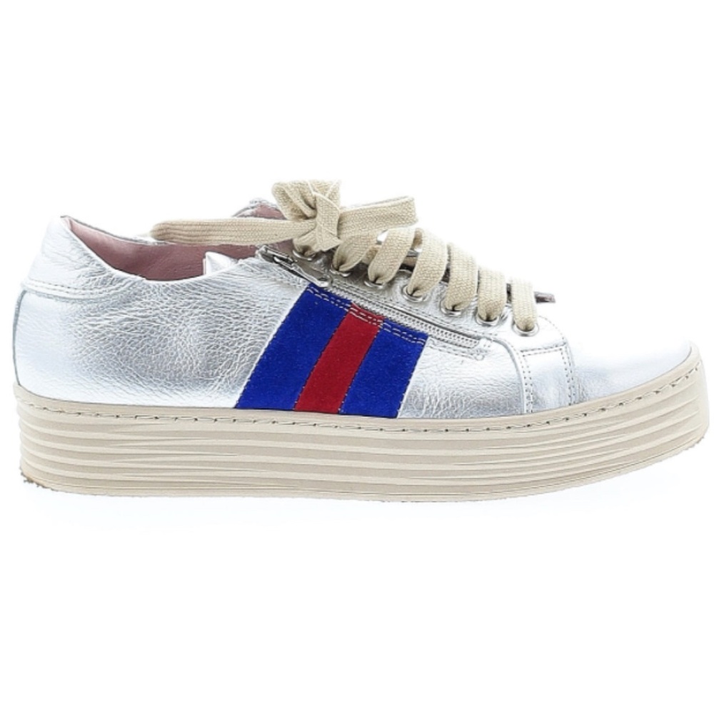 Sole Bliss Metallic Sneaker W/Blue and Red Stripe - Sizing: EU 37,  US 6